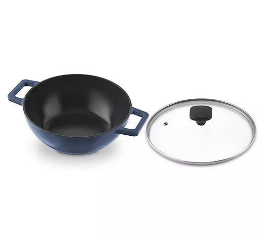 9" Cast Iron Wok with Glass Lid