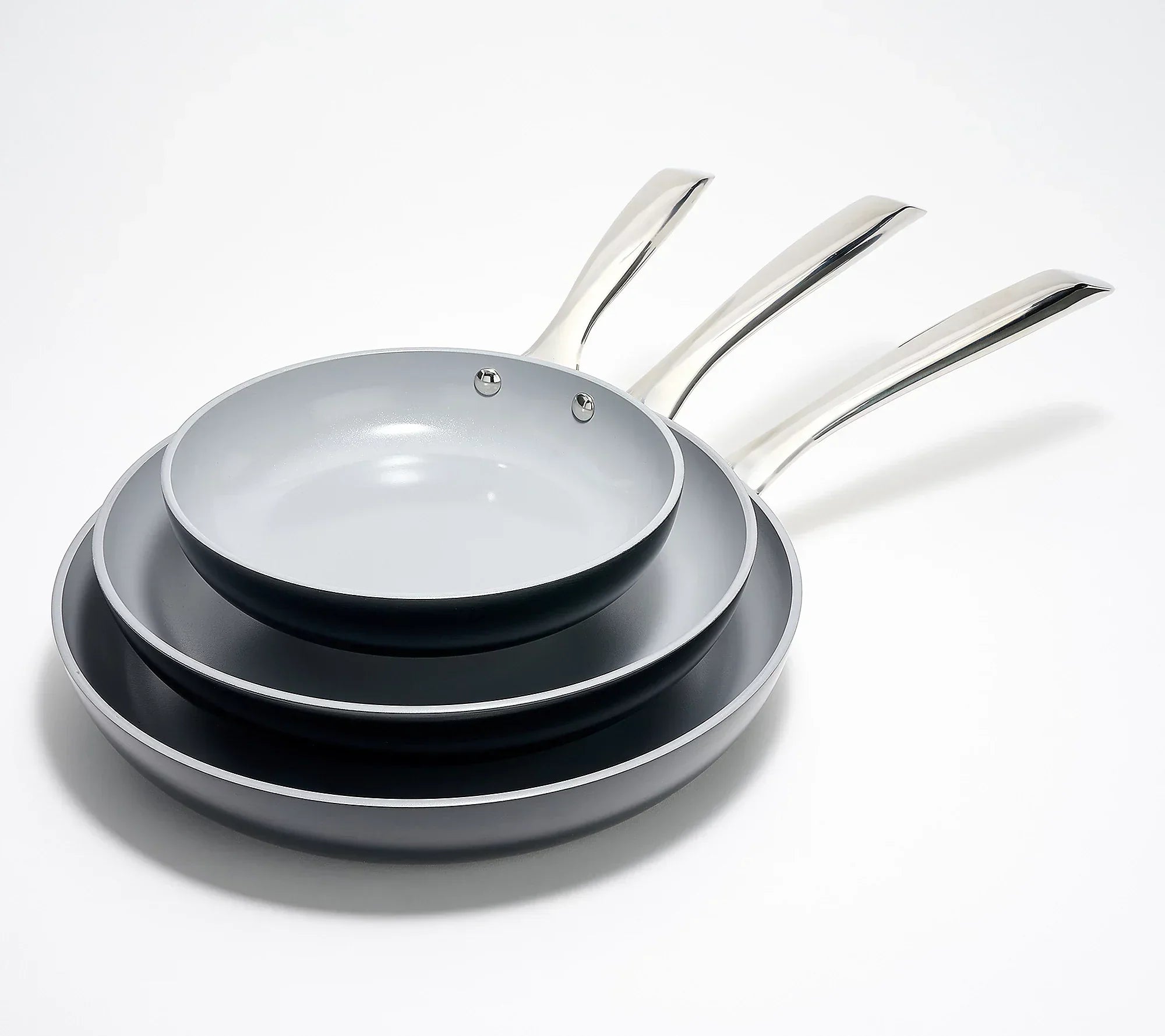 3-Piece Ceramic Nonstick Hard Anodized Fry Pan Set